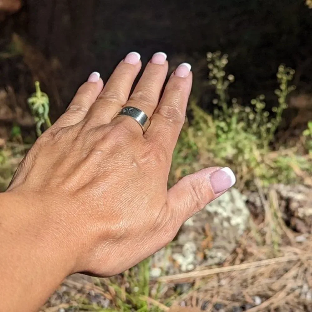 Unisex Navajo Ring Silver Overlay Native American Handmade Jewelry‎ Sz 12.5 **